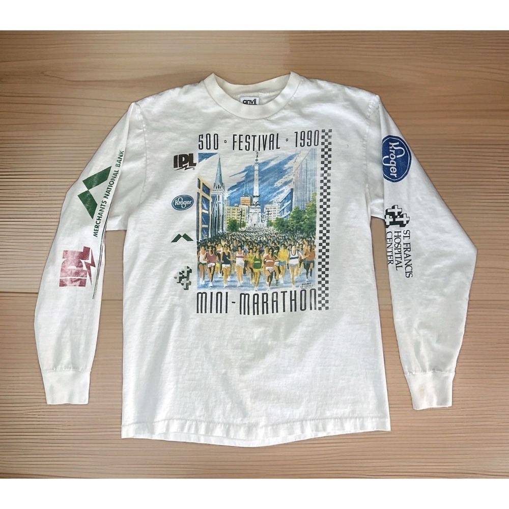 Vintage 1990 Indy 500 Festival Mini Marathon Long Sleeve Shirt Sz Medium Running